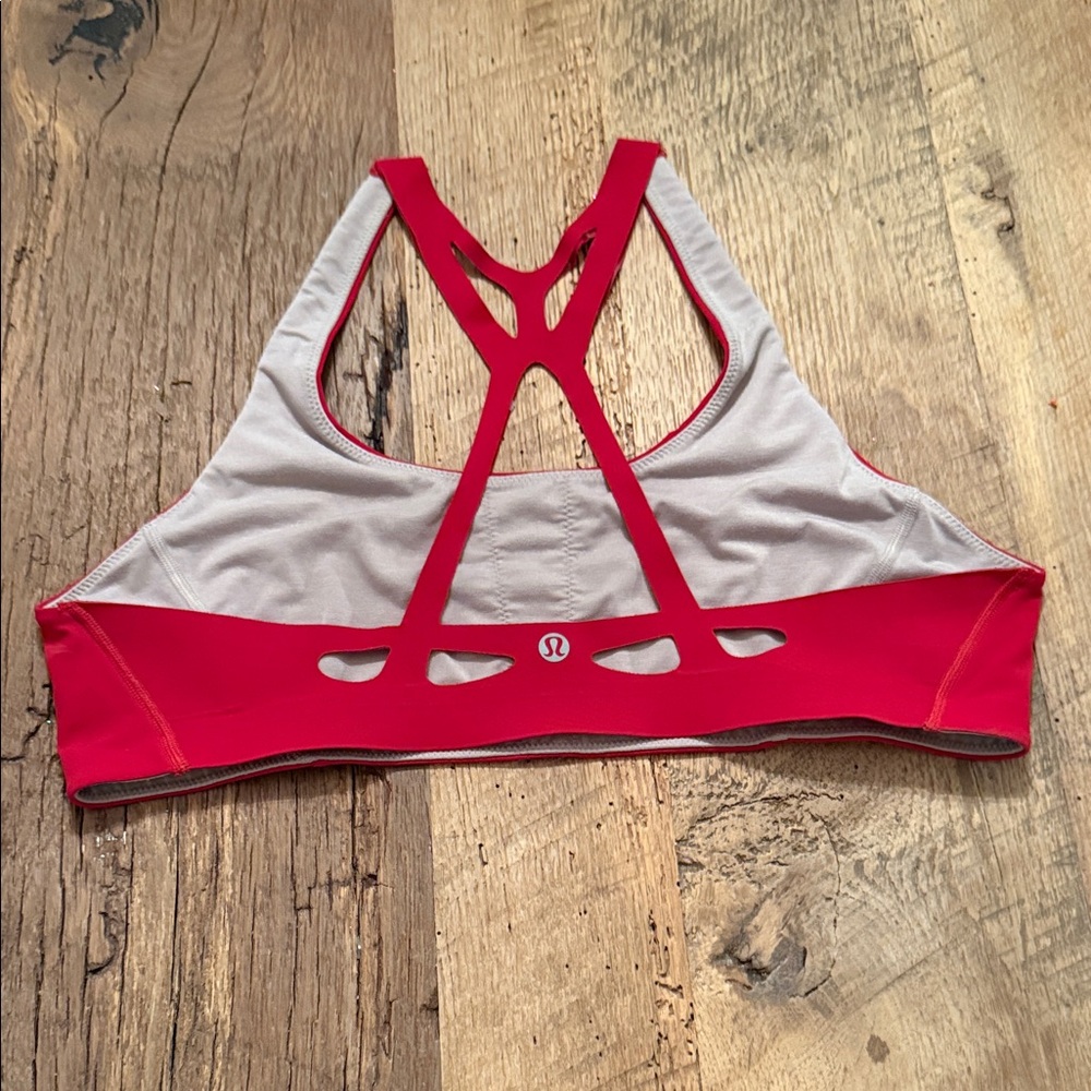 lululemon athletica Red and Gray Strappy Sports Bra